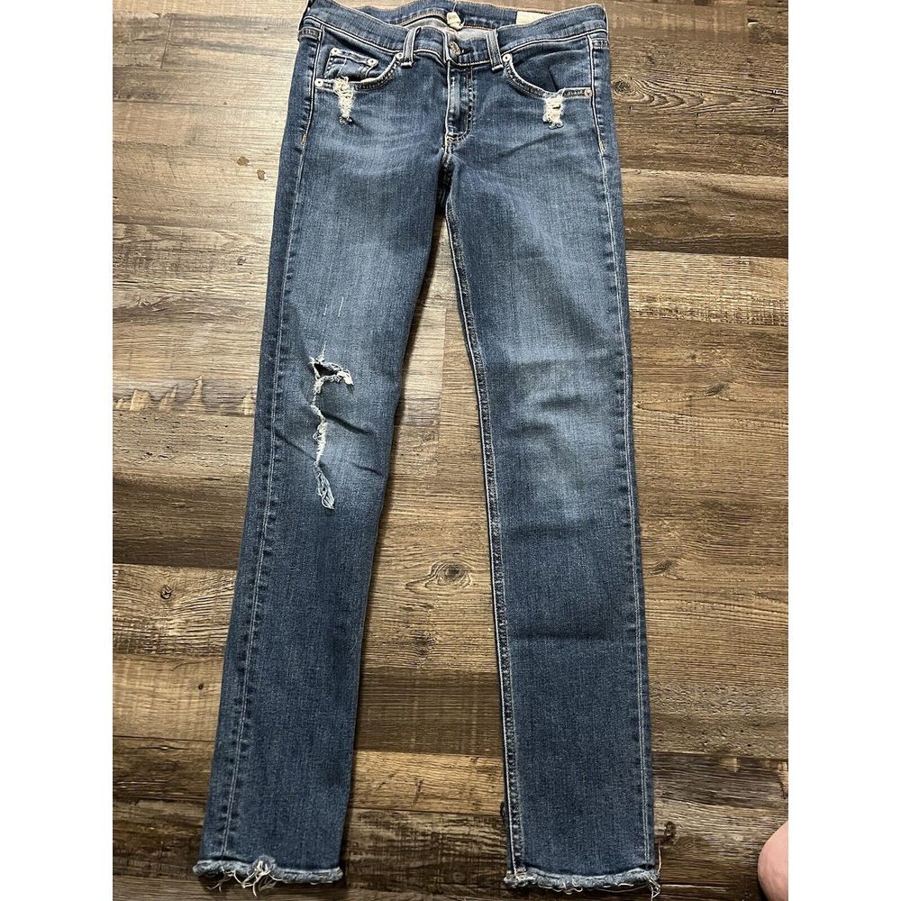 Rag & Bone Size 27 Skinny Jeans Raw Hem Distressed